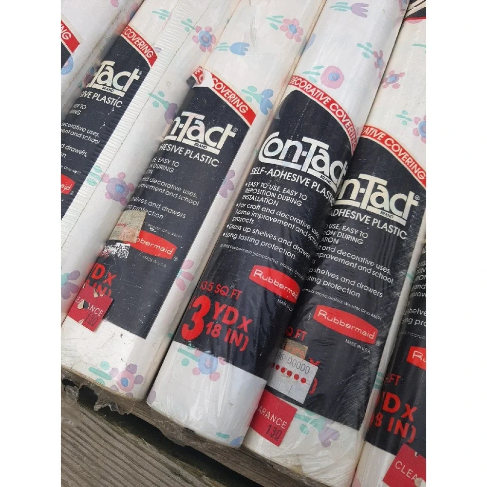 Vintage 6pc Rubbermaid Flower Works Self-Adhesive Vinyl 3Yds X 18